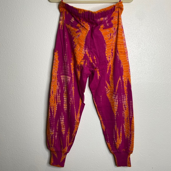 Abacaxi Tie Dye Jogger Pants Women's Size S‎ Pink Orange Cotton Harem Boho - Picture 5 of 5
